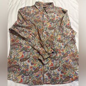 Cremieux Premium Denim Paisley Button Down Shirt XXL